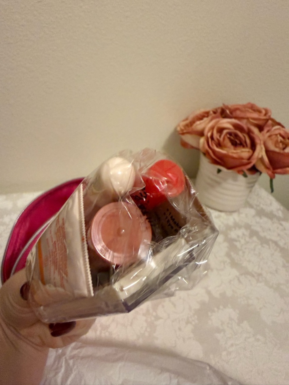 Travel Makeup Ulta Beauty with Pink Satin Cosmetic Pouch NWT - Picture 3 of 12